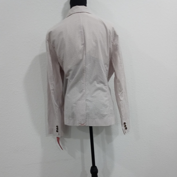 Merona Grey And White Woman Seersucker Long Sleeve Button Up Suit Jacket XXL - Picture 7 of 7